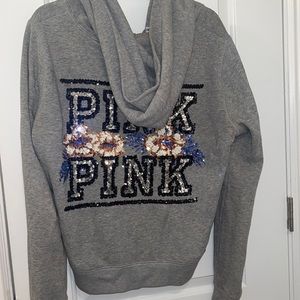 Victorias Secret Pink Hawaii sequin zip hoodie